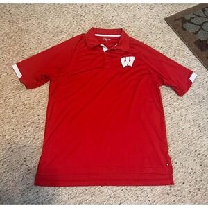 Wisconsin Badgers Red Polo Shirt‎ Men's M Short Sleeve W Logo Casual Sportswear